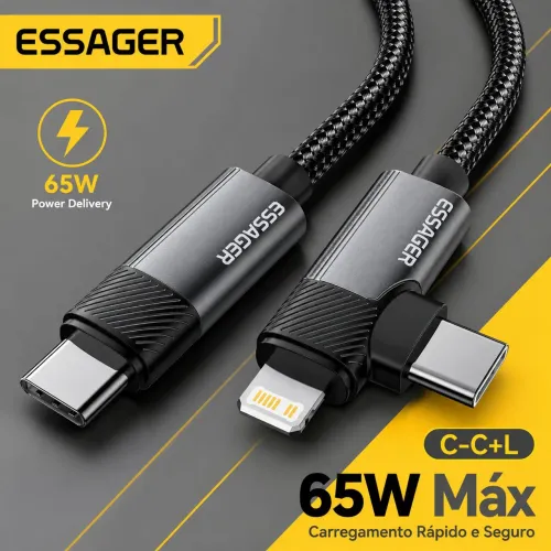 Cabo Essager duas pontas tipo C e lightning (2m)
