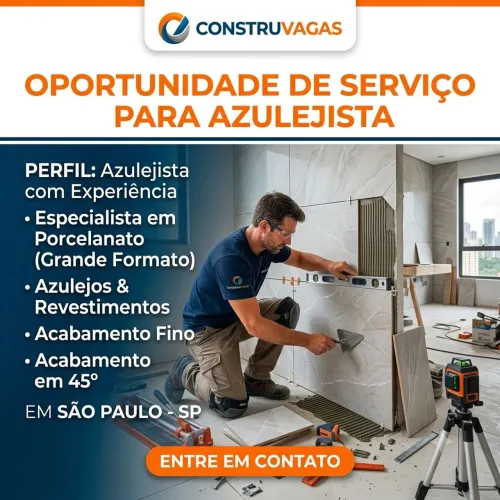 OPORTUNIDADE DE SERVIÇO PARA AZULEJISTA COM EXPERIÊNCIA ?