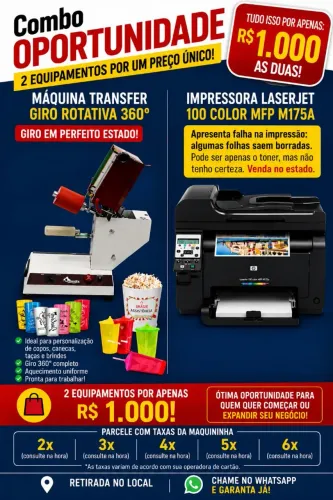 Máquina Transfer Giro 360° + Impressora Laser HP ? As Duas por R$ 1.000