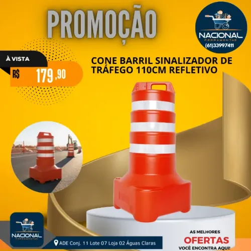 Cone Barril de Sinalização Profissional c/ Faixa Refletiva - Alta Visibilidade | Trânsito 