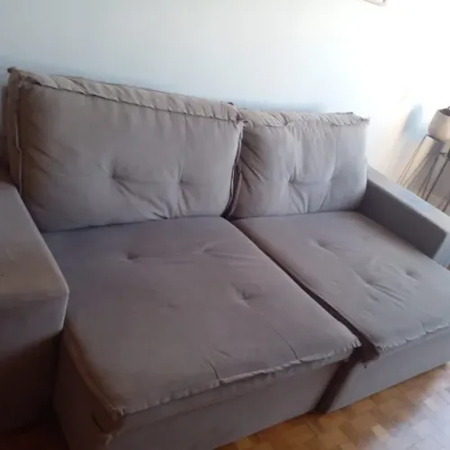 Sofá Reclinável 2,50 Chumbo - Suede Premium