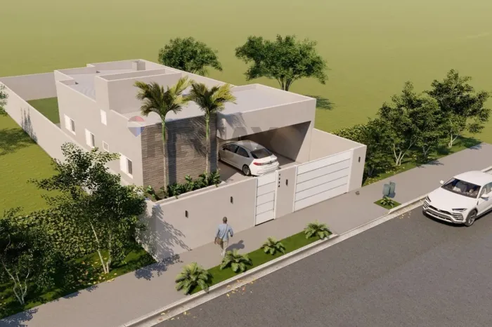 CASA MODERNA EM CONSTRUÇÃO COM 3 QUARTOS - 3 BANHEIROS - CHURRASQUEIRA - LOTE INTEIRO - BE