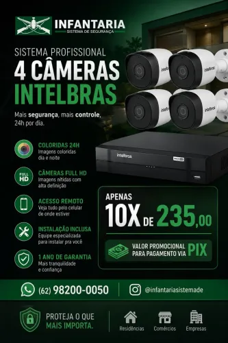 Kit 4 câmeras profissionais INTELBRAS 