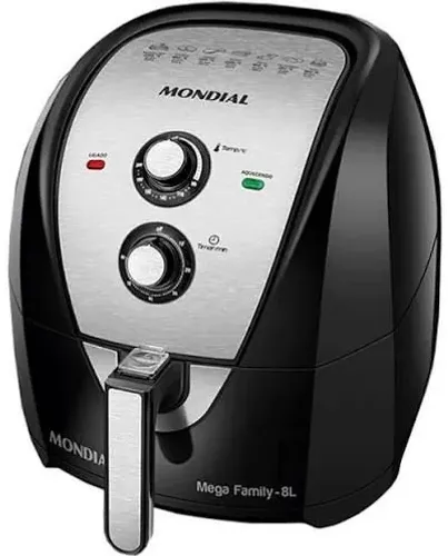 MONDIAL Fritadeira Sem Óleo Air Fryer 8L, Preto/Inox, 1900W, 110V - AFN-80-BI