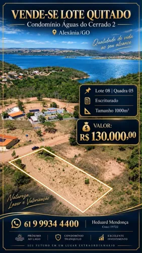 Oportunidade no Lago Corumbá IV, lote quitado, escriturado no Águas do cerrado 2