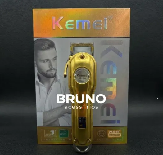 Máquina de cortar cabelo kemei dourada