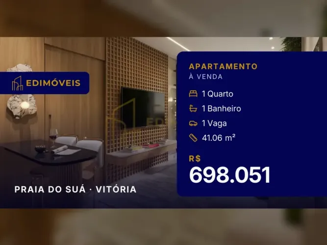 Praia do Suá: Apartamento 1 quarto com piscina e espaço gourmet, venha conhecer!