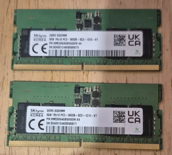 Par Memória Notebook DDR5 16GB (2x8GB) 5600MHz SK Hynix - Kit Dual Channel