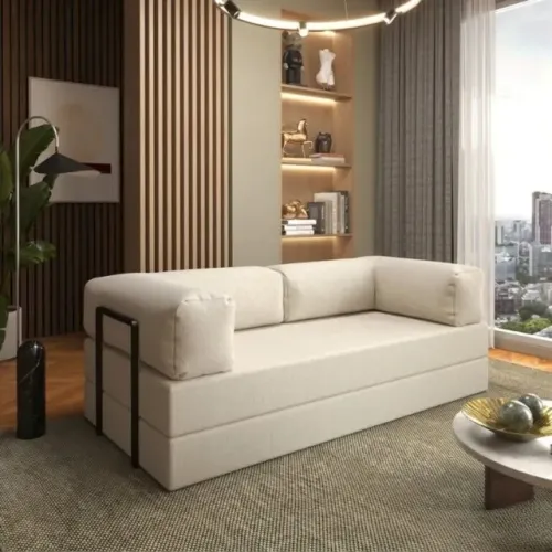 Sofá Cama Itália 1,80 m (Expansível) Bouclé D33 Novo! Pronta Entrega!