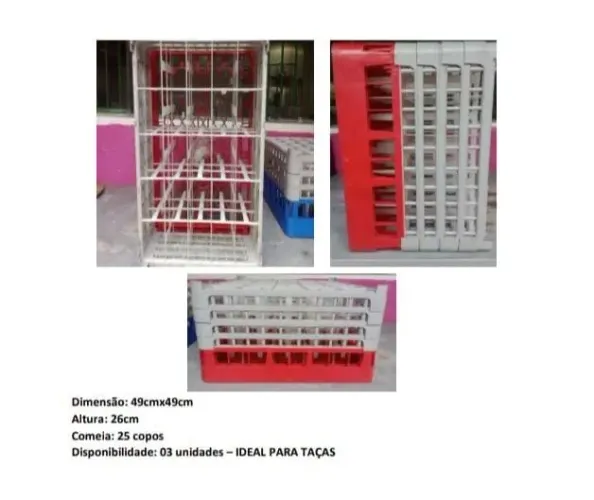 Rack reforçado plástico para transportar copos e taças 