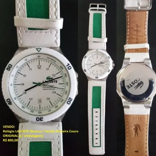 Relógio Esportivo Lacoste Branco com Verde 