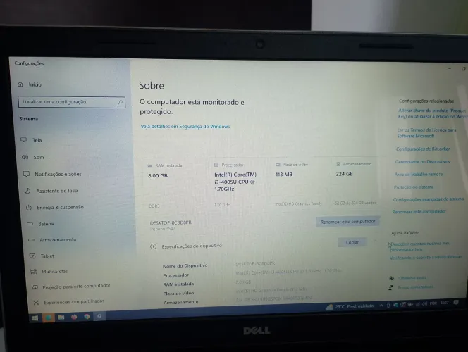 Notebook Dell Inspiron 3542 - Intel Core i3 - 8GB RAM - SSD 240GB - Seminovo