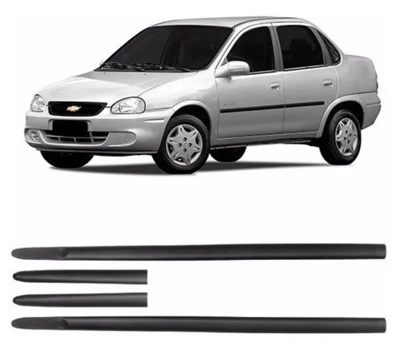 Jogo Friso Lateral Corsa Classic Sedan 1996 A 2016 Preto 4p