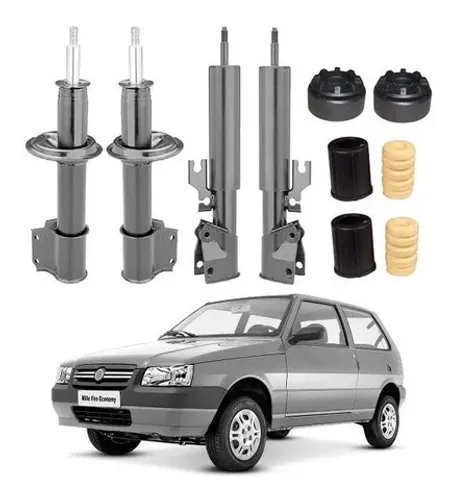 4 Amortecedor + Kit Suspenção Uno Mille 91 92 93 94 95 96 97