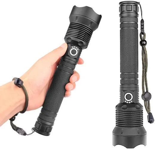 Lanterna Led Super Potente P90 Em Alumínio Com 2 Baterias Recarregaveis