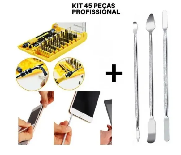 Kit Ferramenta Chave Profissional + 3 Espátulas de Aço para Abrir Celular Notebook