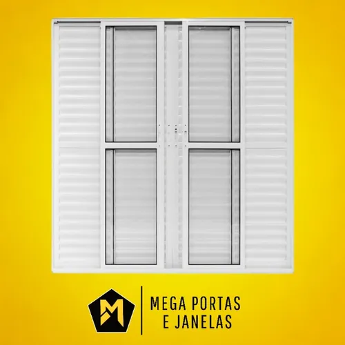 Porta Balcão Seis folhas Alumínio Branco - Linha 25 (Completa)