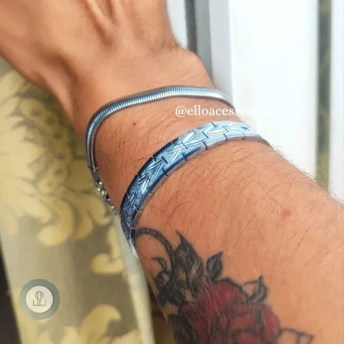 Pulseira masculina em aço inoxidável