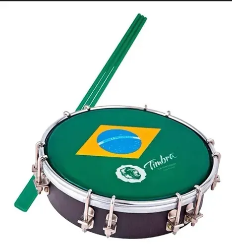 Tamborim Timbra 06'' Pele Brasil Aro Madeira 8671 C/ Baqueta