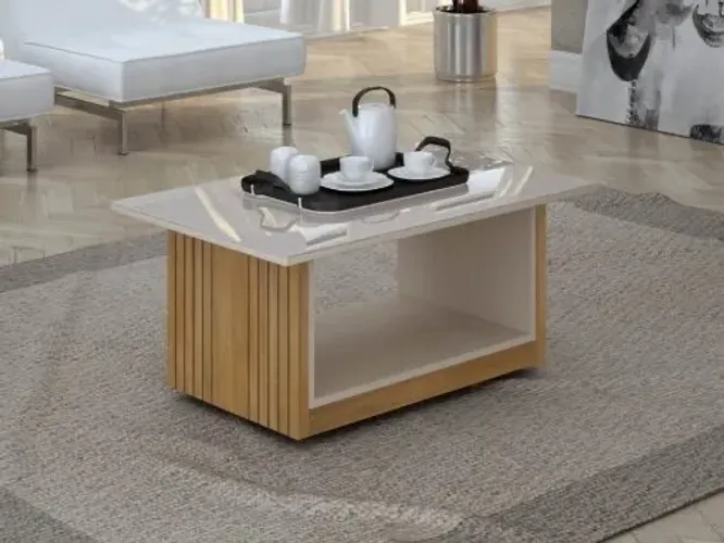 Mesa de Centro Moderna com Detalhes Ripado l98