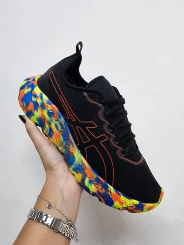 Tênis Asics academia caminhada Preto Coloridos coleção verão carnaval 2026