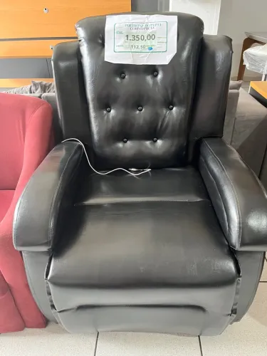 Poltrona Reclinável Courinho Preto + Frete