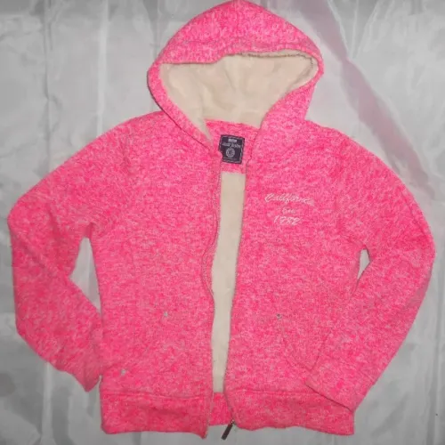 Blusa de frio bem quentinha rosa choque com capuz feminina tam g