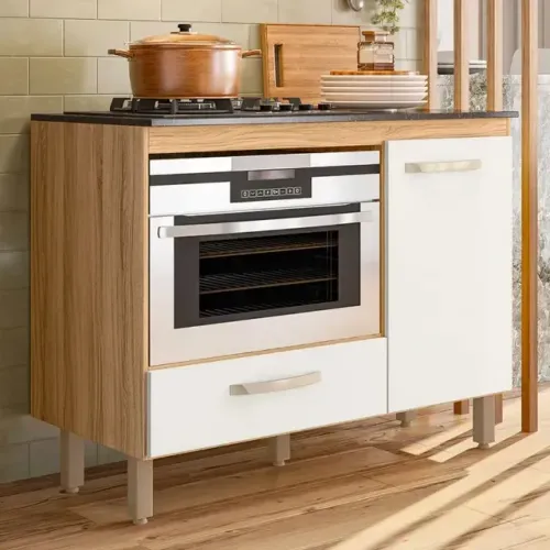 Balcão para Cooktop Fit Freijó/Off White
