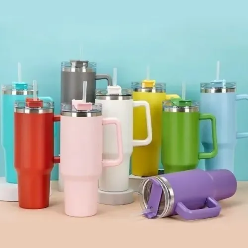 Copo Termico Grande Com Canudo Com Alça 1200Ml Inox
