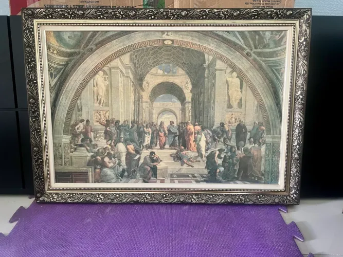 Quadro escola de Atenas de Rafael Sanzio (réplica) usado.