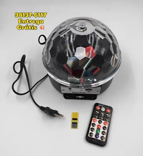 GLOBO MAGICO BOLA MALUCA DE FESTA COM LUZES E CAIXINHA DE SOM EMBUTIDA - ENTREGAMOS 