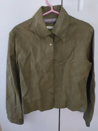 CASACO jaqueta feminina - MODA MANIA - verde - 100% COURO - tamanho M