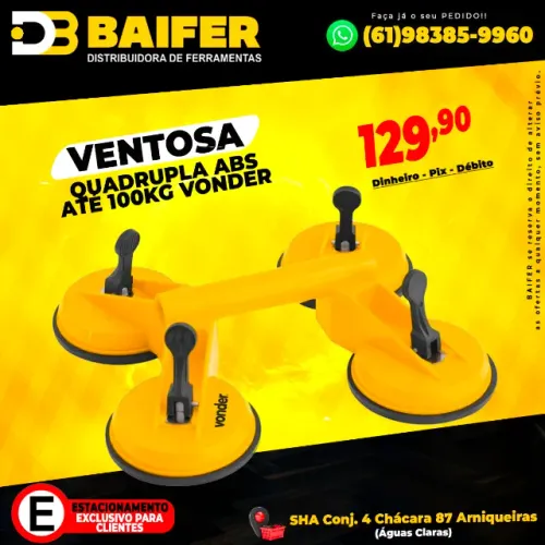 Ventosa Quadrupla ABS Até 100Kg * Vonder
