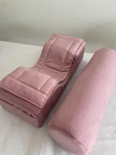 Almofada Extensão Cílios + Rolinho Descanso Pernas Em Suede