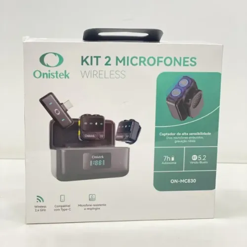 Microfone de Lapela Duplo Sem Fio Tipo C ON-MC830 - Onistek
