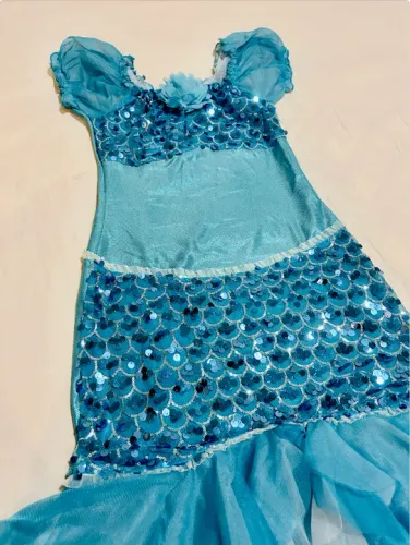 Vestido sereia fantasia azul adulto ou adolescente carnaval (veste 38 a 44)