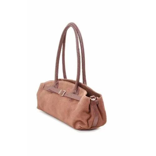 Bolsa Baguete em Camurça e detalhes em couro