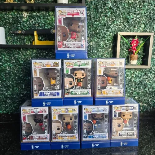 Coleção Funko Pop NBA Hellmann's Completa - 8 Funkos + Bases + Protetores Acrílicos