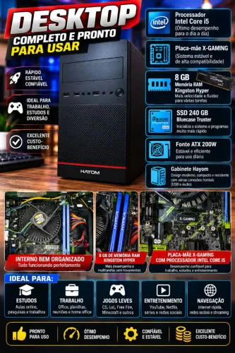 PC Desktop Intel Core i5 | 8GB RAM Kingston HyperX | SSD 240GB | X-Gaming