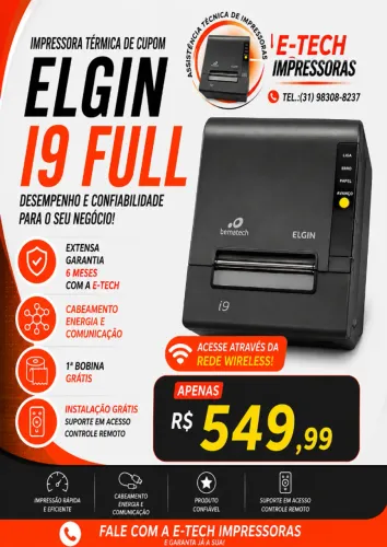 IMPRESSORA TERMICA DE CUPOM ELGIN i9 FULL