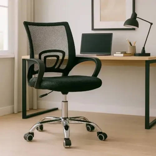 Cadeira Escritorio Giratoria Tela Mesh Base Cromada Home Office