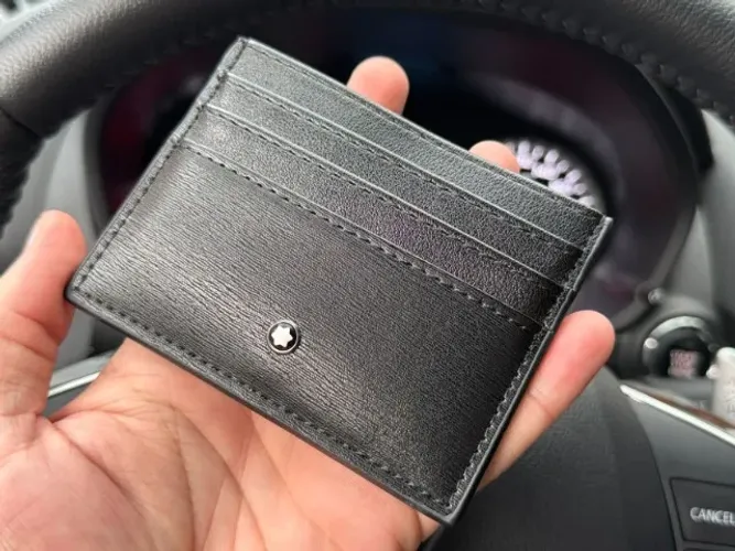 PORTA CARTÃO SLIM COURO LEGITIMO PRETO PREMIUM SUPER MB RISCADINHO 2026 MONTBLANC