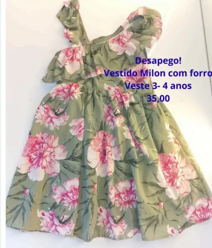 Vestido Infantil Tamanho 3-4 anos