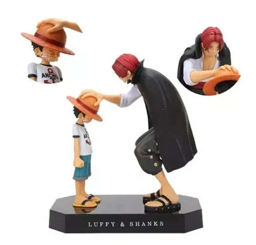 One Piece Shanks e Luffy Action figure Miniatura de coleção Chapéu de palha Bonecos Anime