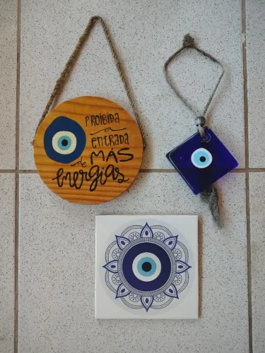 Trio de Mandalas para Pendurar, Cerâmica e Madeira.