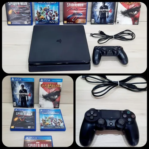 Ps4 slim 500gb+5 jogos + 1 controle