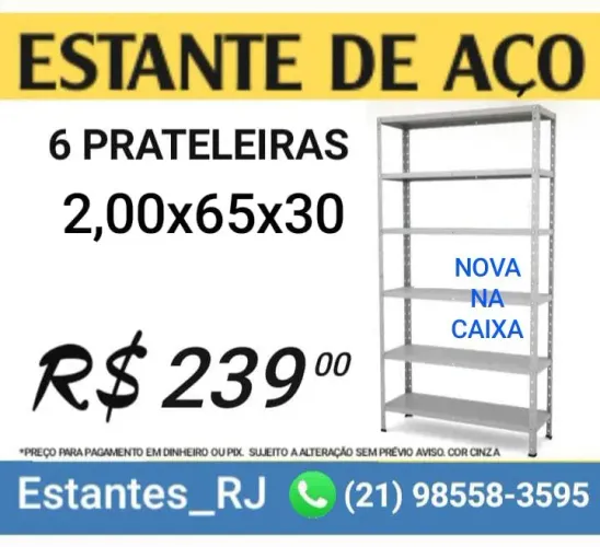 Estante de Aço 6 Prateleiras 2,00m Altura (Nova na Caixa)