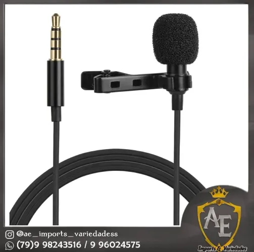 Microfone lapela com fio