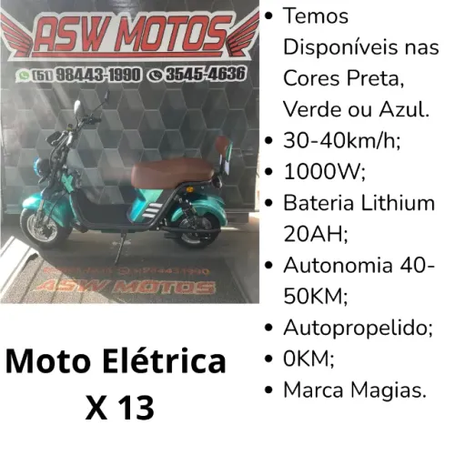 Scooter Elétrica Modelo X 13 Verde ou Preta