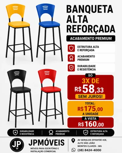 BANQUETAS ALTAS E REFORÇADAS NOVAS